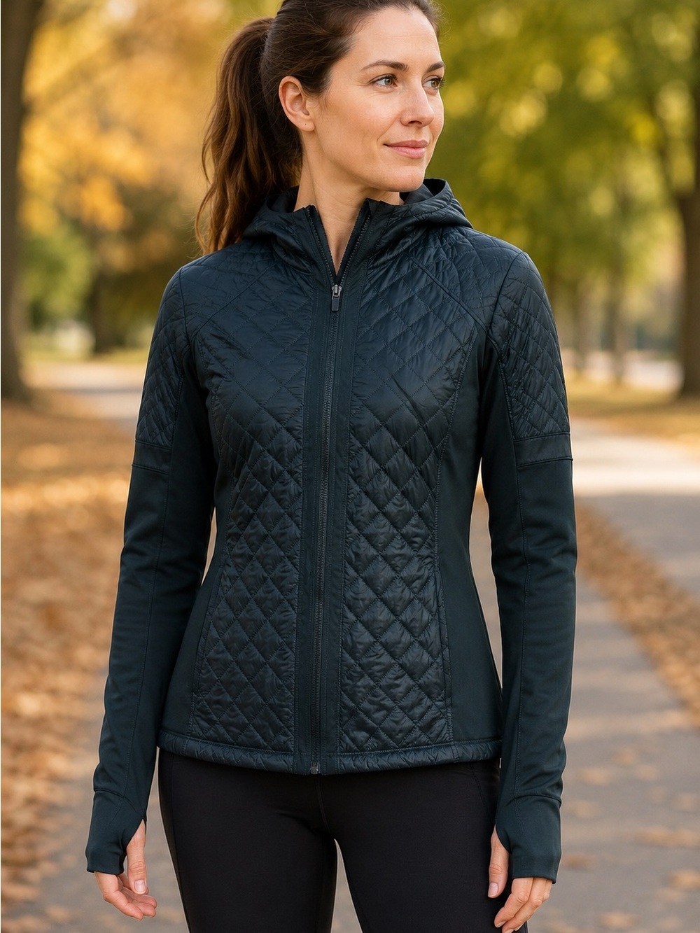 Athleta Quilted Hooded Puffer Jacket